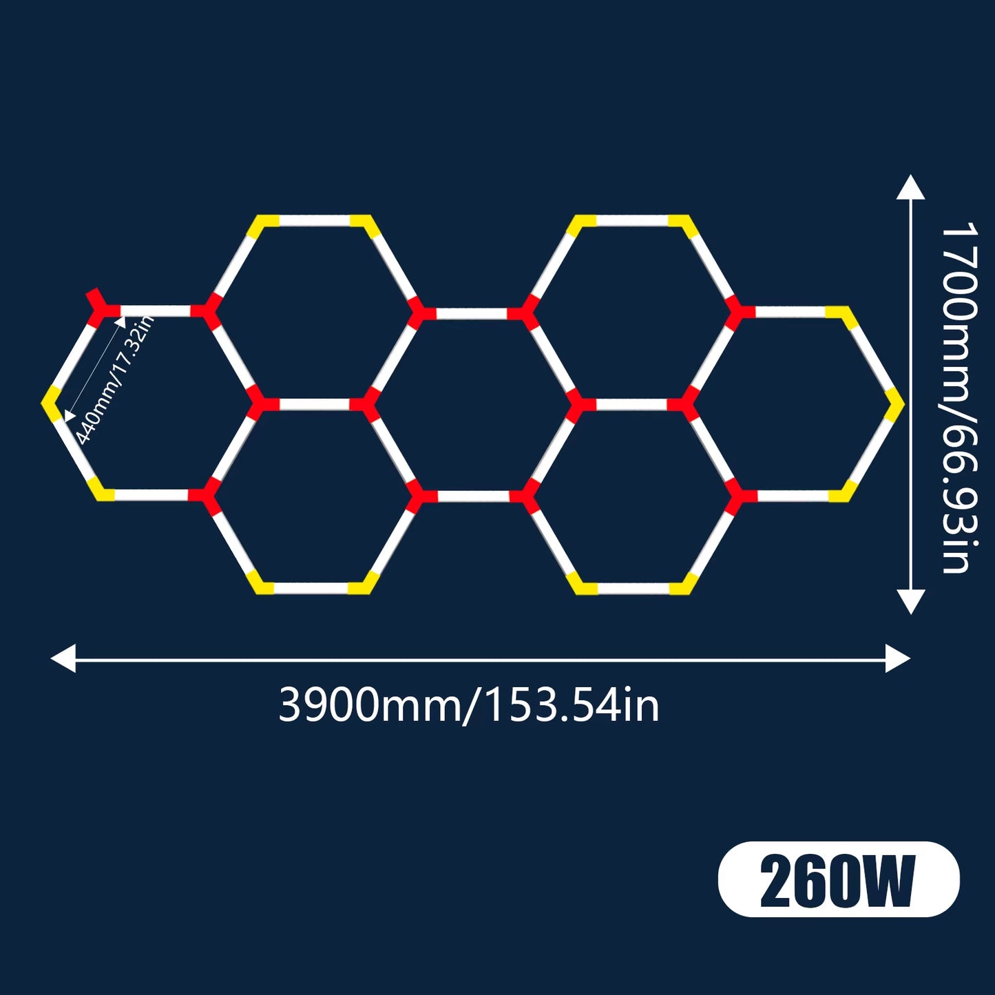 Garage Lights Hexagon Lamp 85-265V LED Tube Honeycomb Barbershop Ceiling Lighting for Workshop 4S Car Show Auto Body Repair Gym