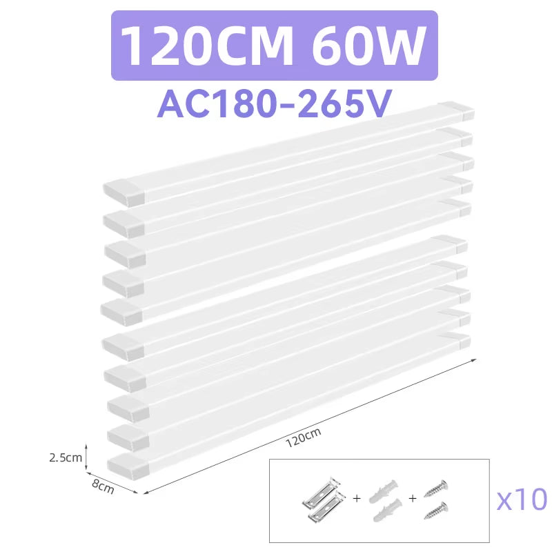 Indoor Home LED Lamp Tube High Brightness 90/120Cm Linear Lights Bar 220V Lighting Bulb for Bedroom Kitchen Cabinet Lamps Strip