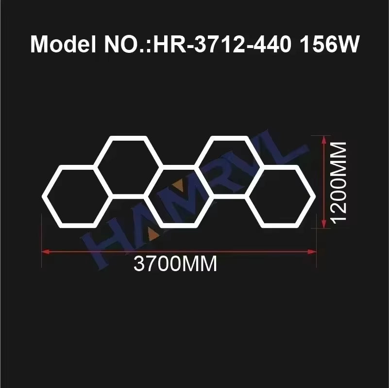 Hexagonal Honeycomb Pendant Light, Hair Salon, Garage, LED Light 6500K, LED Tube, Gym, Bar, Hair Salon, Library, Workshop, Body