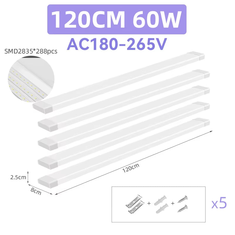 Indoor Home LED Lamp Tube High Brightness 90/120Cm Linear Lights Bar 220V Lighting Bulb for Bedroom Kitchen Cabinet Lamps Strip
