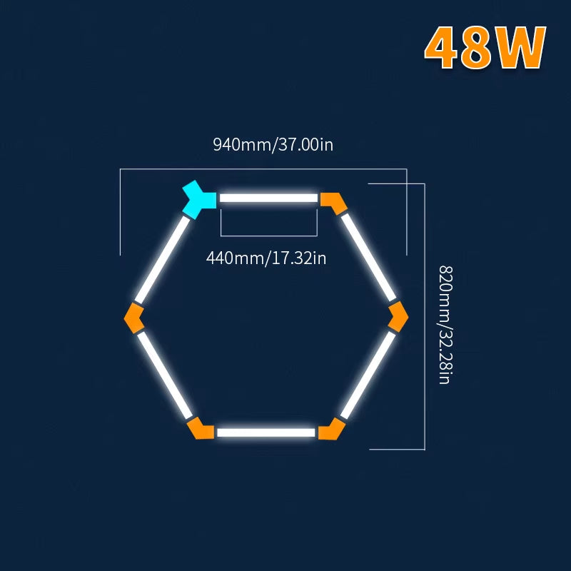 Garage Lights Hexagon Lamp 85-265V LED Tube Honeycomb Barbershop Ceiling Lighting for Workshop 4S Car Show Auto Body Repair Gym