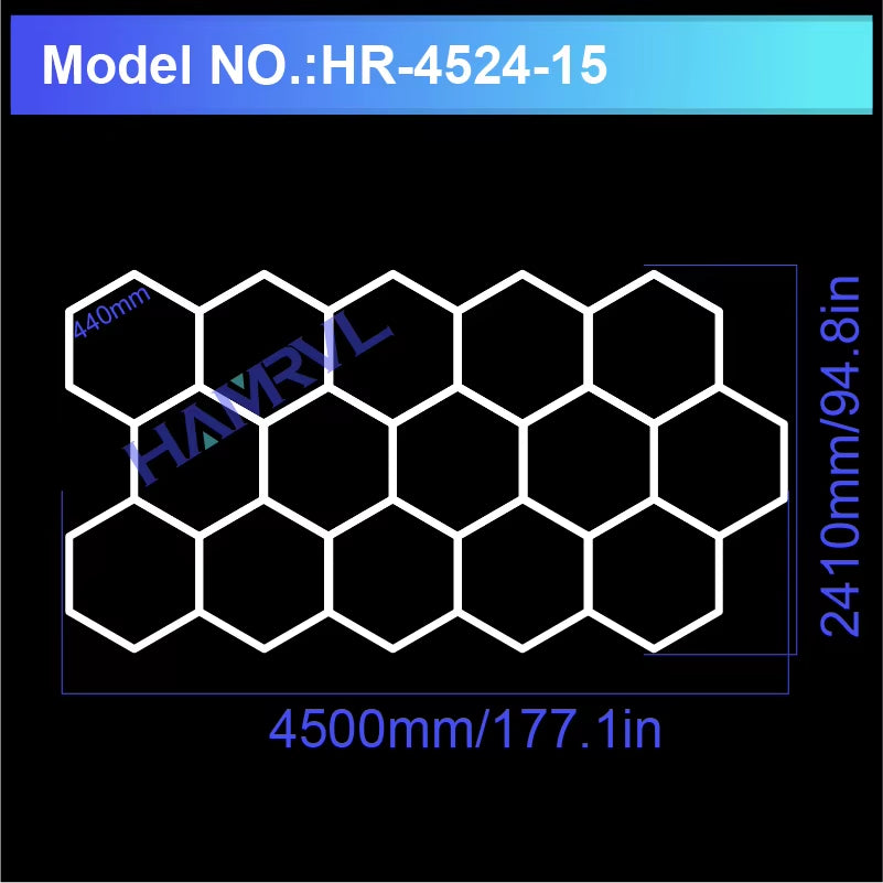 Barbershop Hair Salon Led Ceiling Light Hexagon Garage Light 110V/220V 14 Honeycomb Led Tube Lighting for Car Detailing Workshop