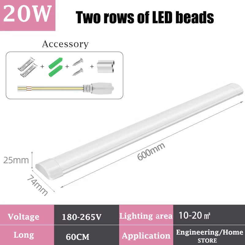 120CM Led Tube Lights 100W Led Lamps Bar 60CM Kitchen under Cabinet Lamp for Warehouse Office Home Commercial Ceiling Wall Light