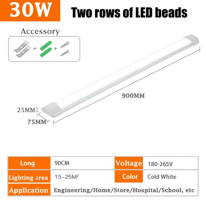 120CM Led Tube Lights 100W Led Lamps Bar 60CM Kitchen under Cabinet Lamp for Warehouse Office Home Commercial Ceiling Wall Light