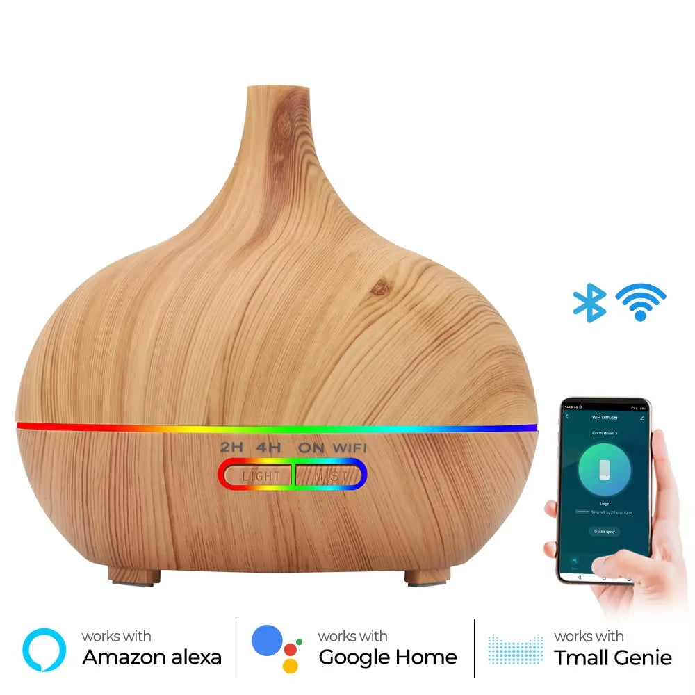 Wifi Smart 550ML Electric Aroma Diffuser Essential Oil Diffuser Air Humidifier Ultrasonic Remote Control Mist Maker Home