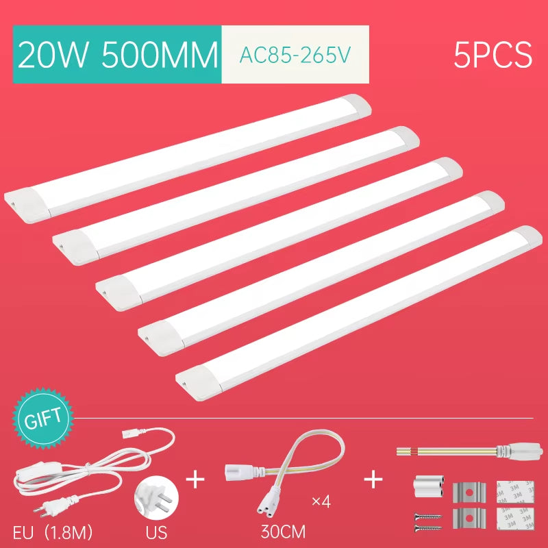 LED Tube Lighting Fixture Super Bright for Bedroom Toilet Kitchen Cabinet Tube Home Decoration with Connect Cable Ceiling Light