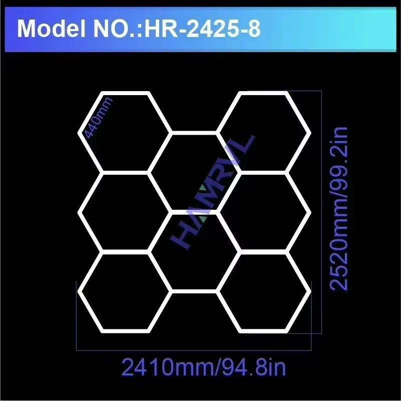 Hexagonal Honeycomb Pendant Light, Hair Salon, Garage, LED Light 6500K, LED Tube, Gym, Bar, Hair Salon, Library, Workshop, Body