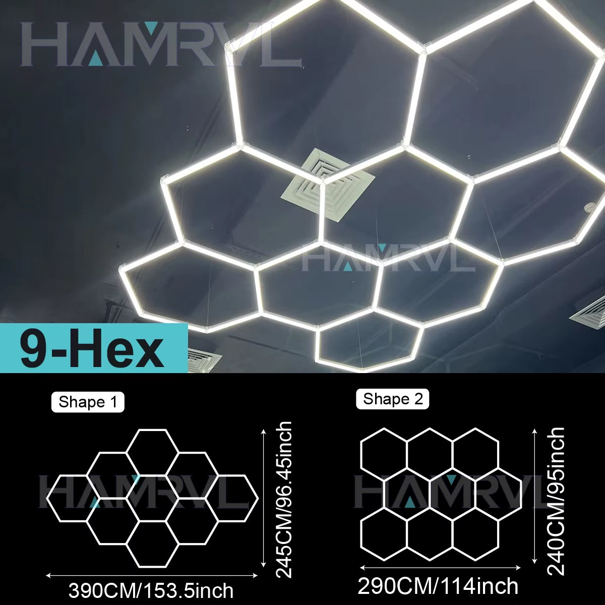 Barbershop Hair Salon Led Ceiling Light Hexagon Garage Light 110V/220V 14 Honeycomb Led Tube Lighting for Car Detailing Workshop