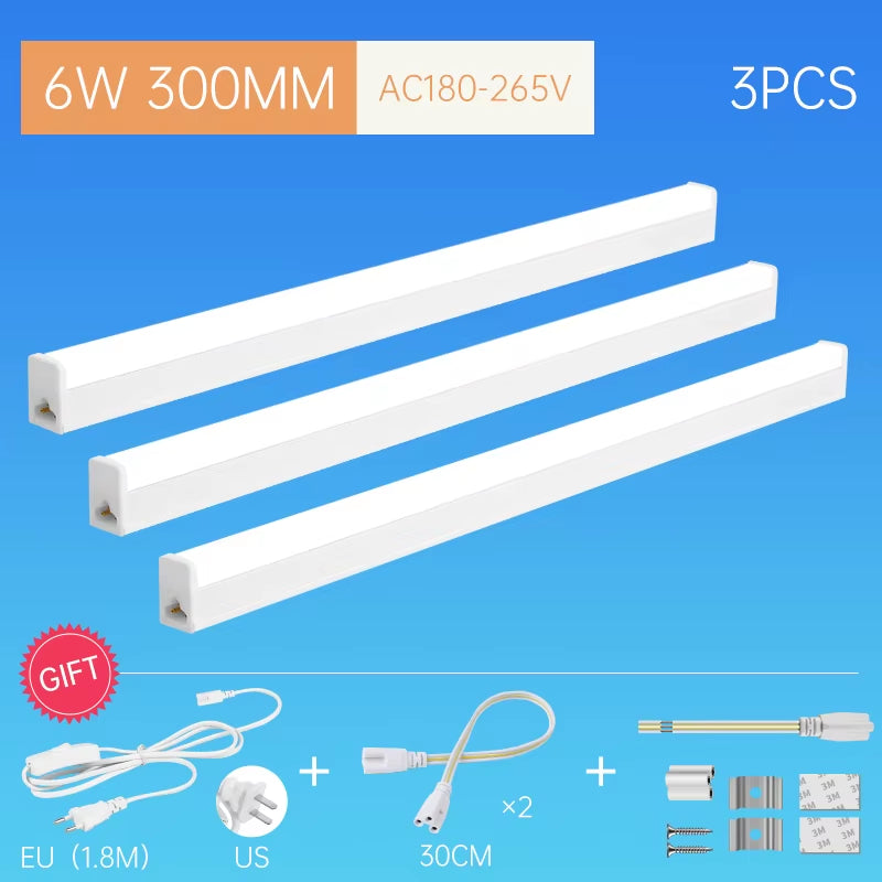 LED Tube Lighting Fixture Super Bright for Bedroom Toilet Kitchen Cabinet Tube Home Decoration with Connect Cable Ceiling Light