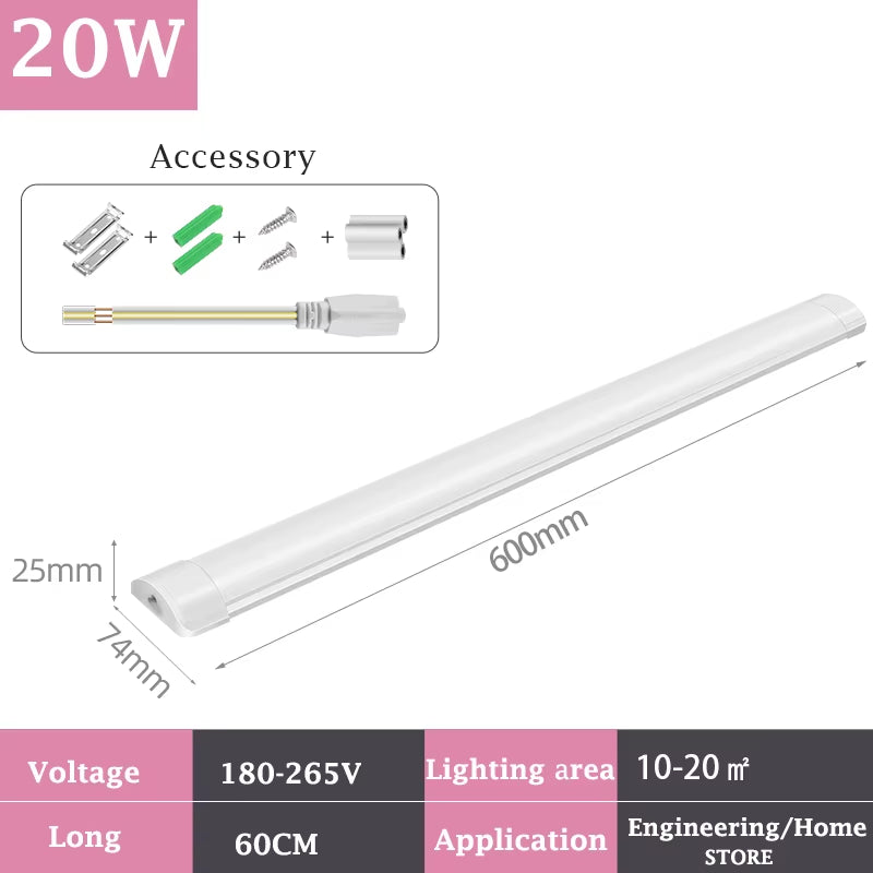 40W Led Tube Light Bar Super Bright Commercial Ceiling Wall Lamp 120CM Kitchen under Cabinet Lamp for Office Home Decor Lighting