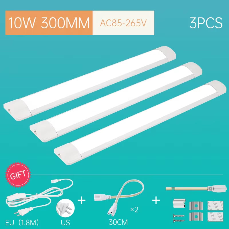 LED Tube Lighting Fixture Super Bright for Bedroom Toilet Kitchen Cabinet Tube Home Decoration with Connect Cable Ceiling Light