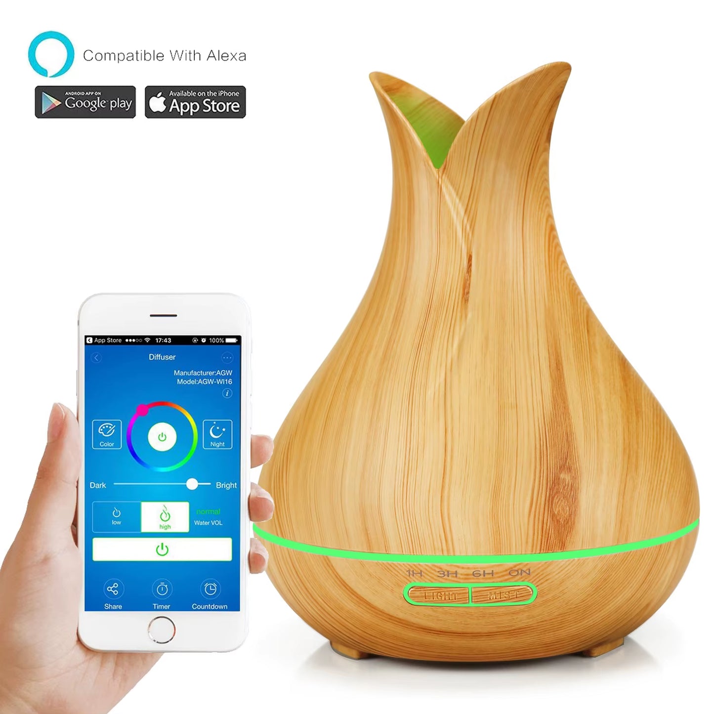 Wifi Smart 550ML Electric Aroma Diffuser Essential Oil Diffuser Air Humidifier Ultrasonic Remote Control Mist Maker Home