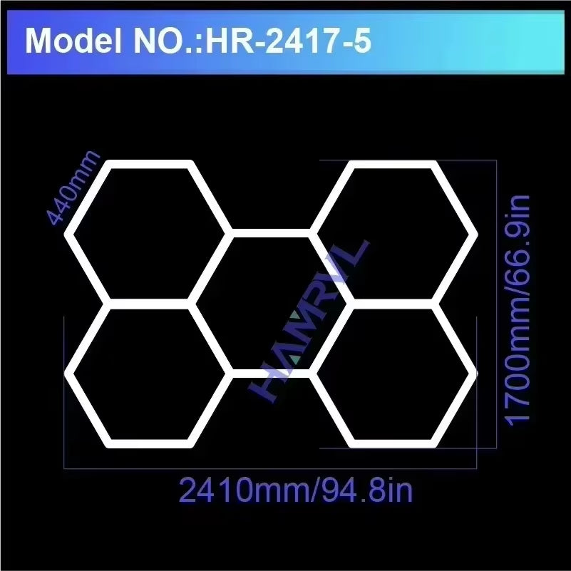 Hexagonal Honeycomb Pendant Light, Hair Salon, Garage, LED Light 6500K, LED Tube, Gym, Bar, Hair Salon, Library, Workshop, Body
