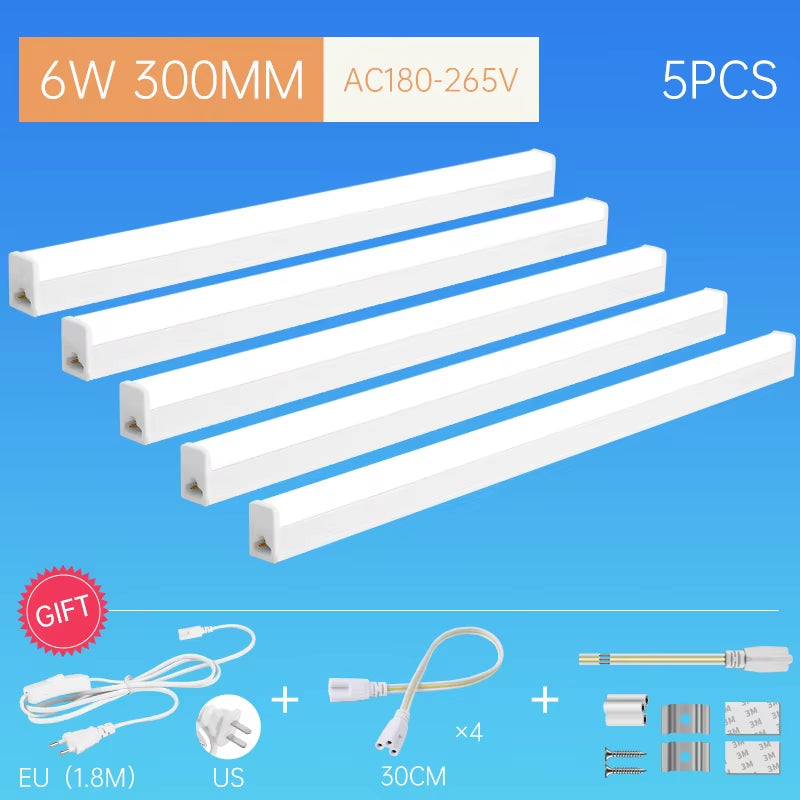 LED Tube Lighting Fixture Super Bright for Bedroom Toilet Kitchen Cabinet Tube Home Decoration with Connect Cable Ceiling Light