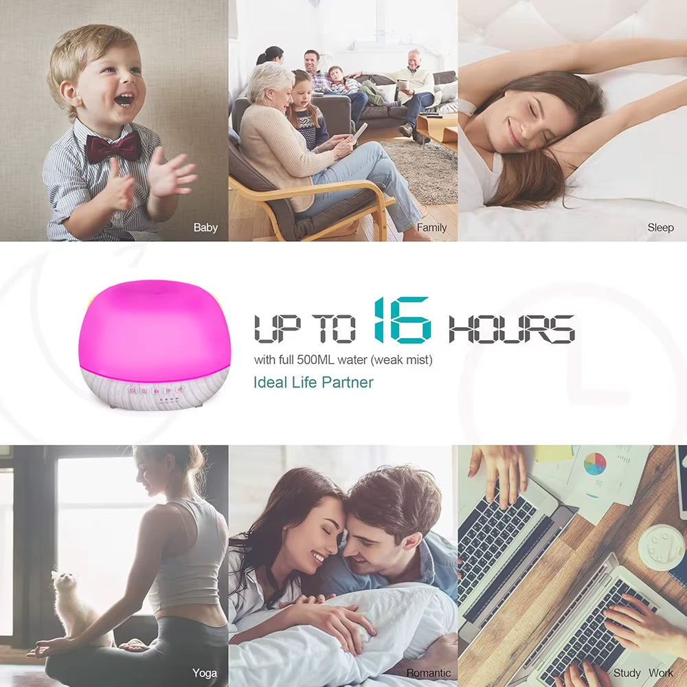 Wifi Smart 550ML Electric Aroma Diffuser Essential Oil Diffuser Air Humidifier Ultrasonic Remote Control Mist Maker Home