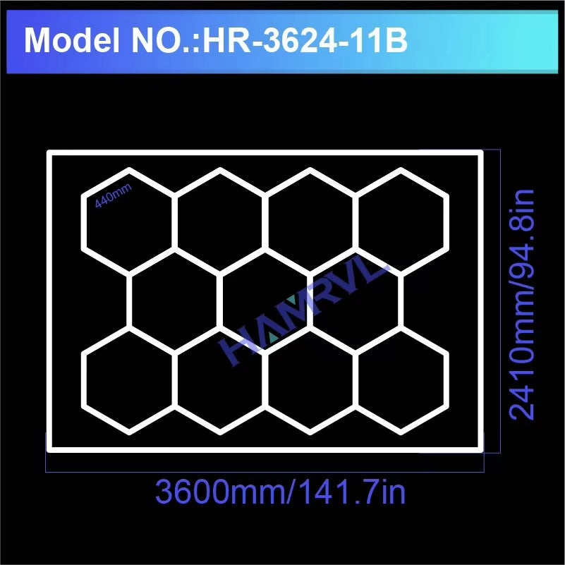 Barbershop Hair Salon Led Ceiling Light Hexagon Garage Light 110V/220V 14 Honeycomb Led Tube Lighting for Car Detailing Workshop