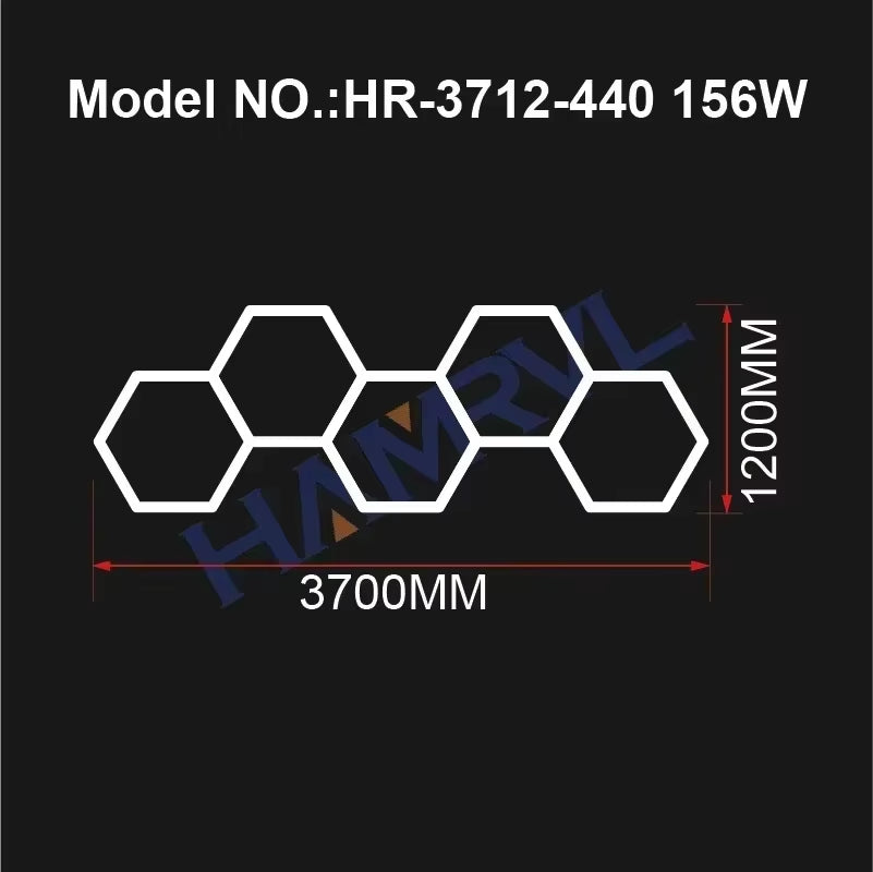 Hexagon LED Lighting for Garage Barbecue Shop Barbershop Gym Bar Car Detailing Showroom 4S Workshop Ceiling Light Honeycomb Tube