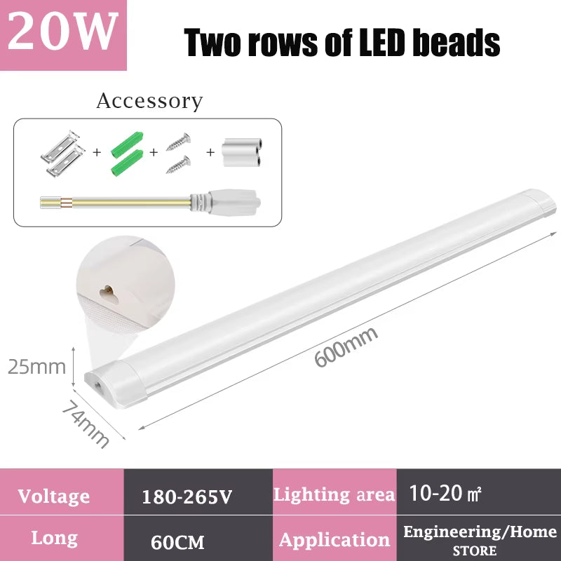 120CM Led Tube Lights 100W Led Lamps Bar 60CM Kitchen under Cabinet Lamp for Warehouse Office Home Commercial Ceiling Wall Light