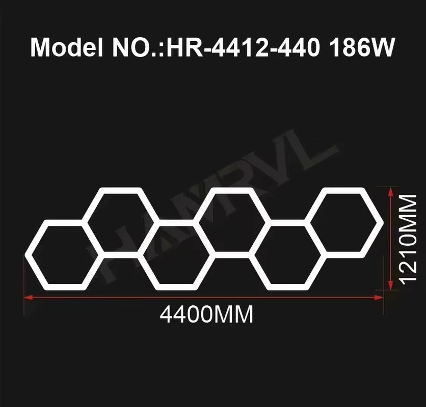 Hexagon LED Lighting for Garage Barbecue Shop Barbershop Gym Bar Car Detailing Showroom 4S Workshop Ceiling Light Honeycomb Tube