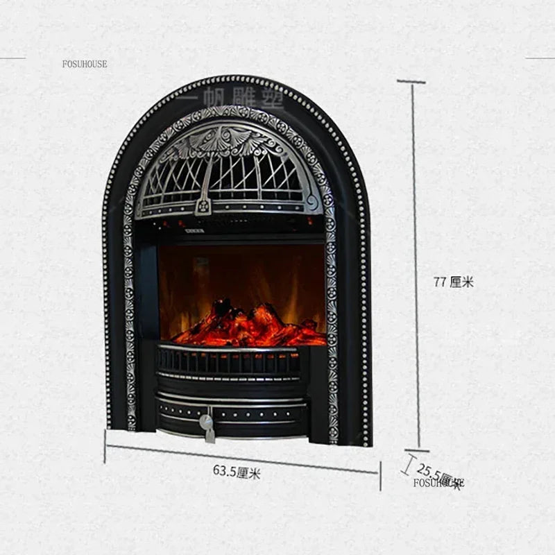 French Living Room Fireplace Ornamental Heating Cast Iron Arc Furnace Core European Luxury Simulation Flame Electric Fireplace A