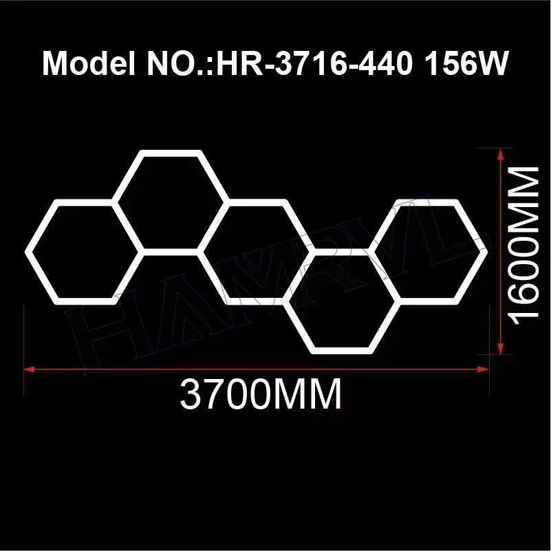 Hexagon LED Lighting for Garage Barbecue Shop Barbershop Gym Bar Car Detailing Showroom 4S Workshop Ceiling Light Honeycomb Tube