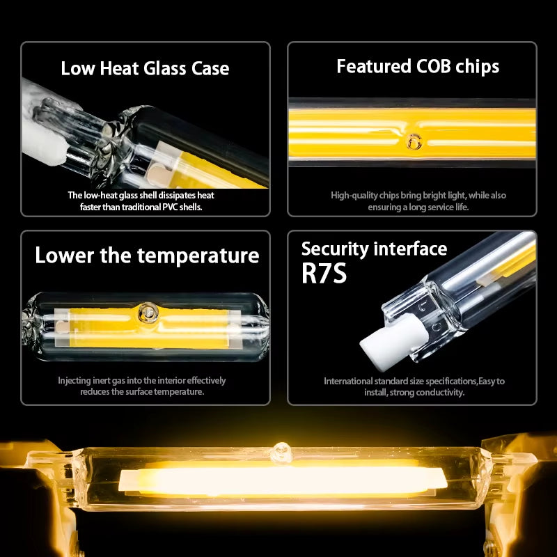 High Power LED R7S Glass Tube COB Bulb Ceramics 110V 220V 78MM 118MM R7S Corn Lamp 5W 10W 20W J78 J118 Replace Halogen Lampadas