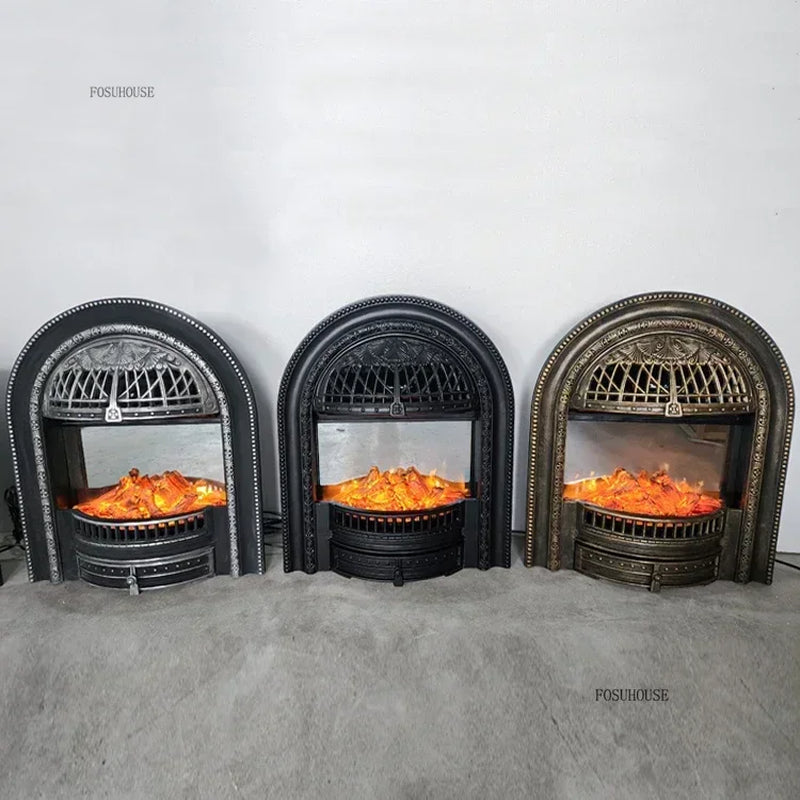 French Living Room Fireplace Ornamental Heating Cast Iron Arc Furnace Core European Luxury Simulation Flame Electric Fireplace A