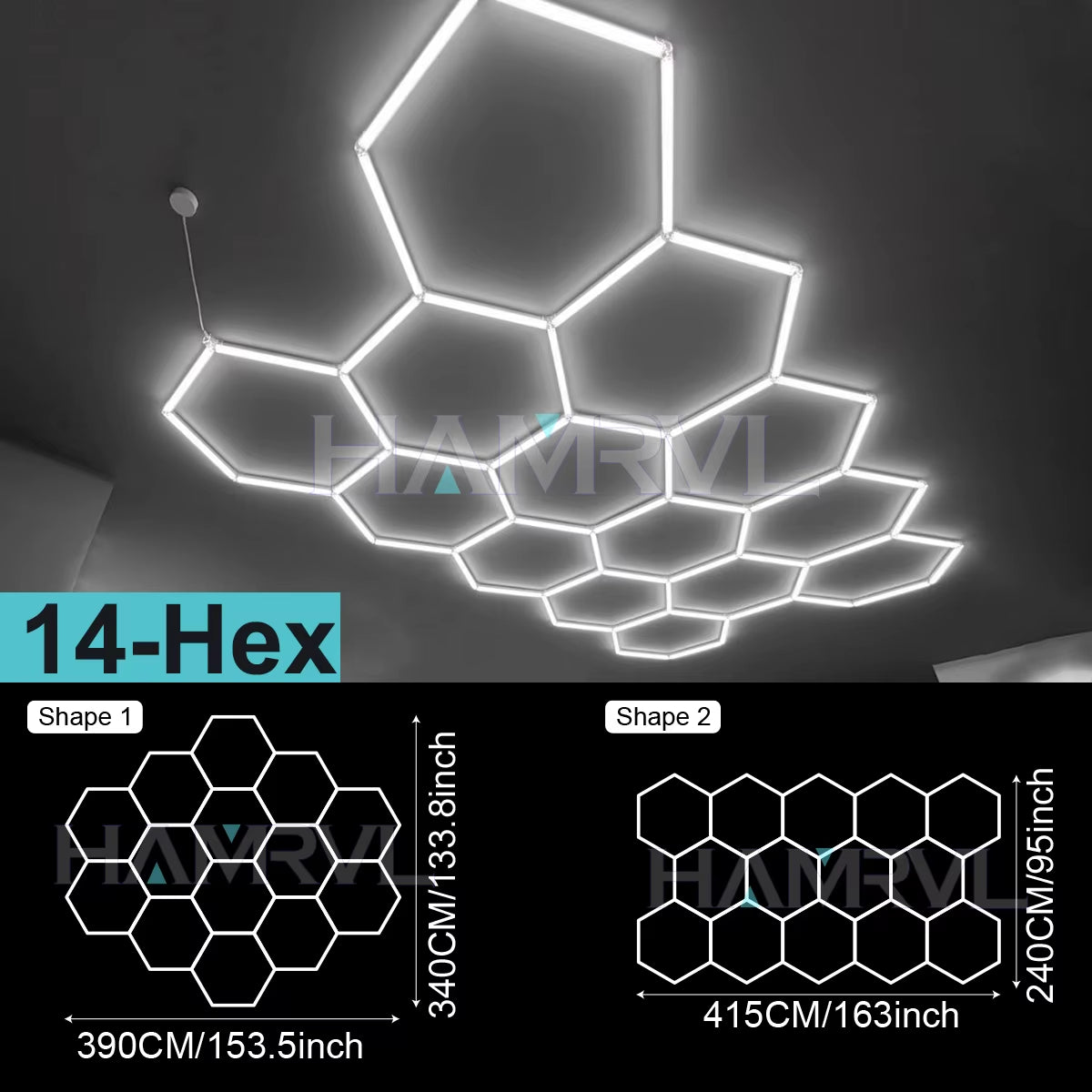 Barbershop Hair Salon Led Ceiling Light Hexagon Garage Light 110V/220V 14 Honeycomb Led Tube Lighting for Car Detailing Workshop