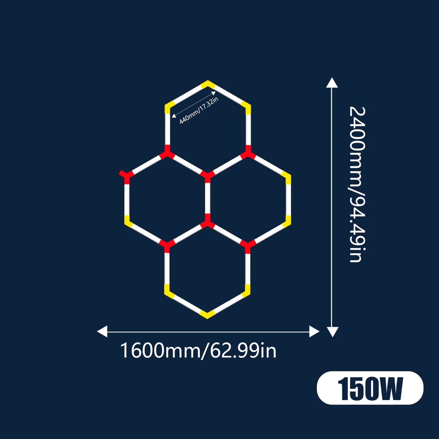 Garage Lights Hexagon Lamp 85-265V LED Tube Honeycomb Barbershop Ceiling Lighting for Workshop 4S Car Show Auto Body Repair Gym