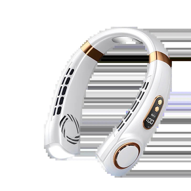 2025 Portable Leafless Neck Fan - USB Rechargeable, Silent Fan for Lazy, Hands-Free Cooling at Home, Office, and Outdoors