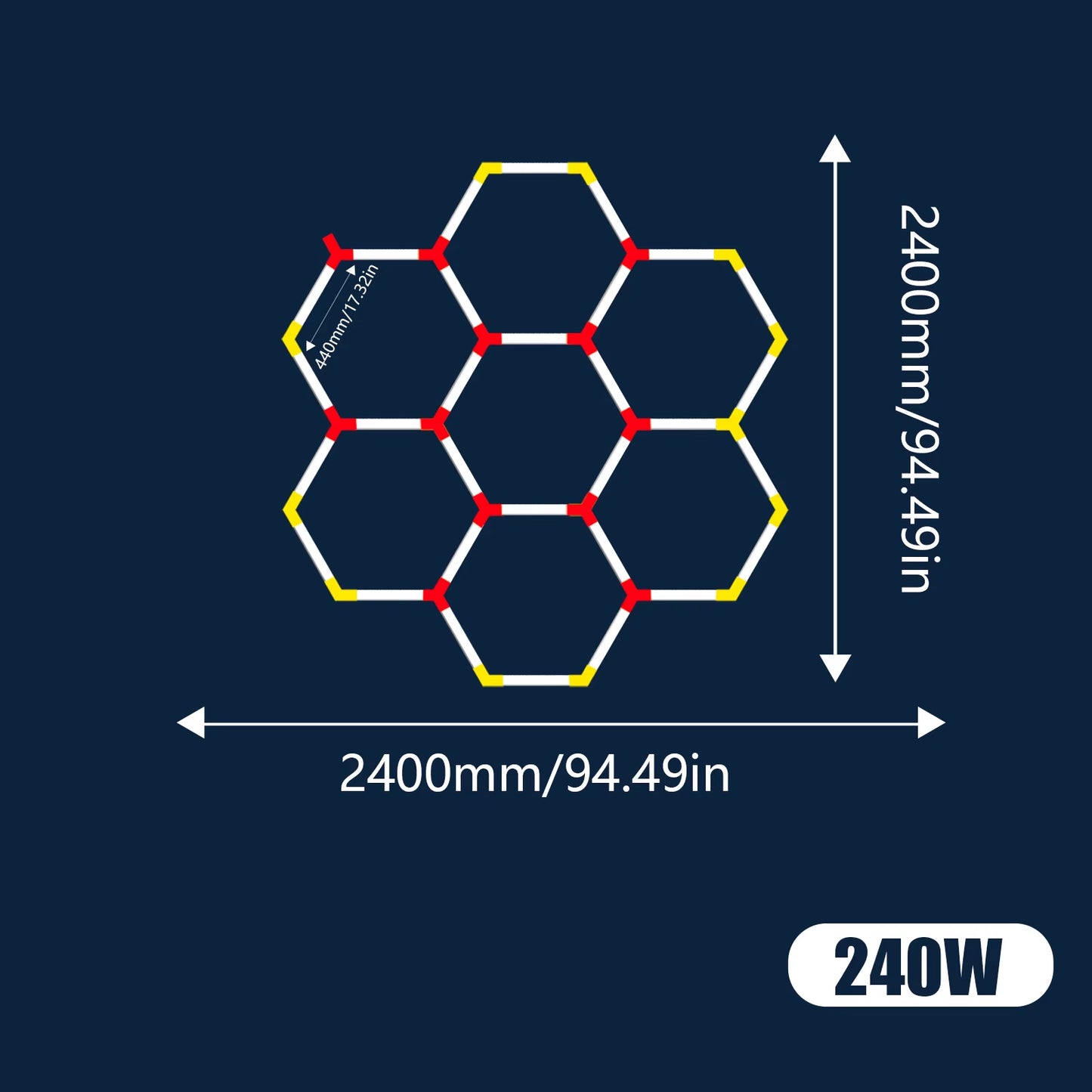 Garage Lights Hexagon Lamp 85-265V LED Tube Honeycomb Barbershop Ceiling Lighting for Workshop 4S Car Show Auto Body Repair Gym