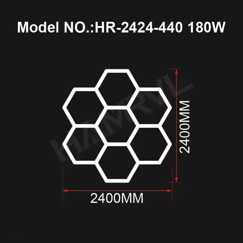 Hexagon LED Lighting for Garage Barbecue Shop Barbershop Gym Bar Car Detailing Showroom 4S Workshop Ceiling Light Honeycomb Tube