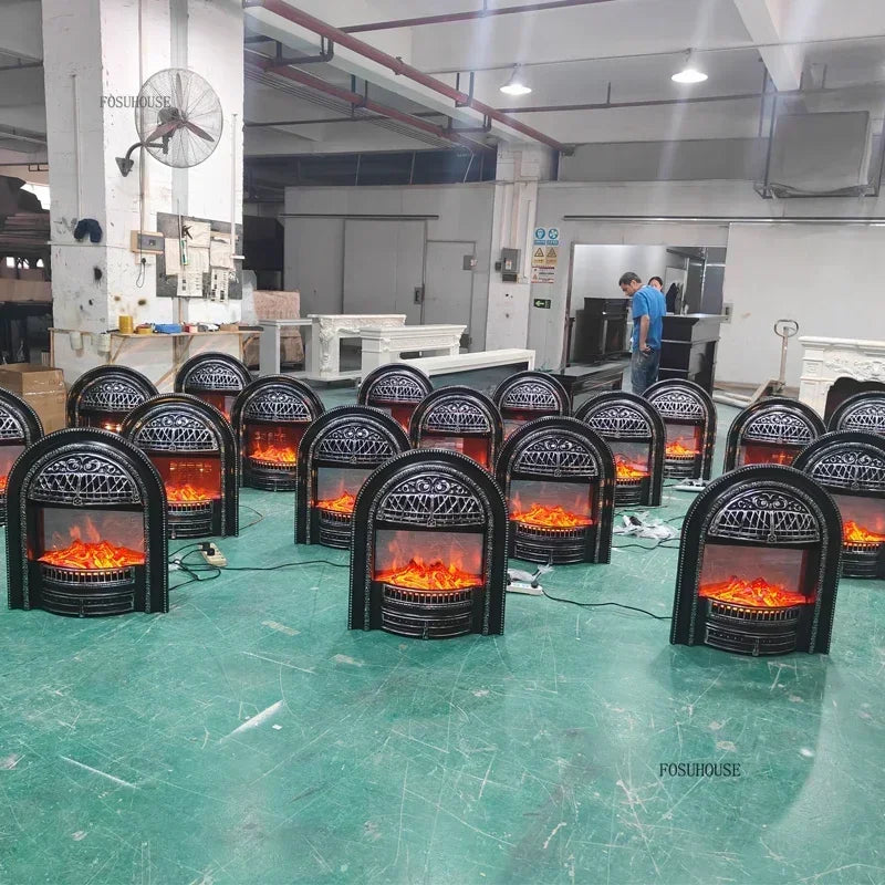 French Living Room Fireplace Ornamental Heating Cast Iron Arc Furnace Core European Luxury Simulation Flame Electric Fireplace A