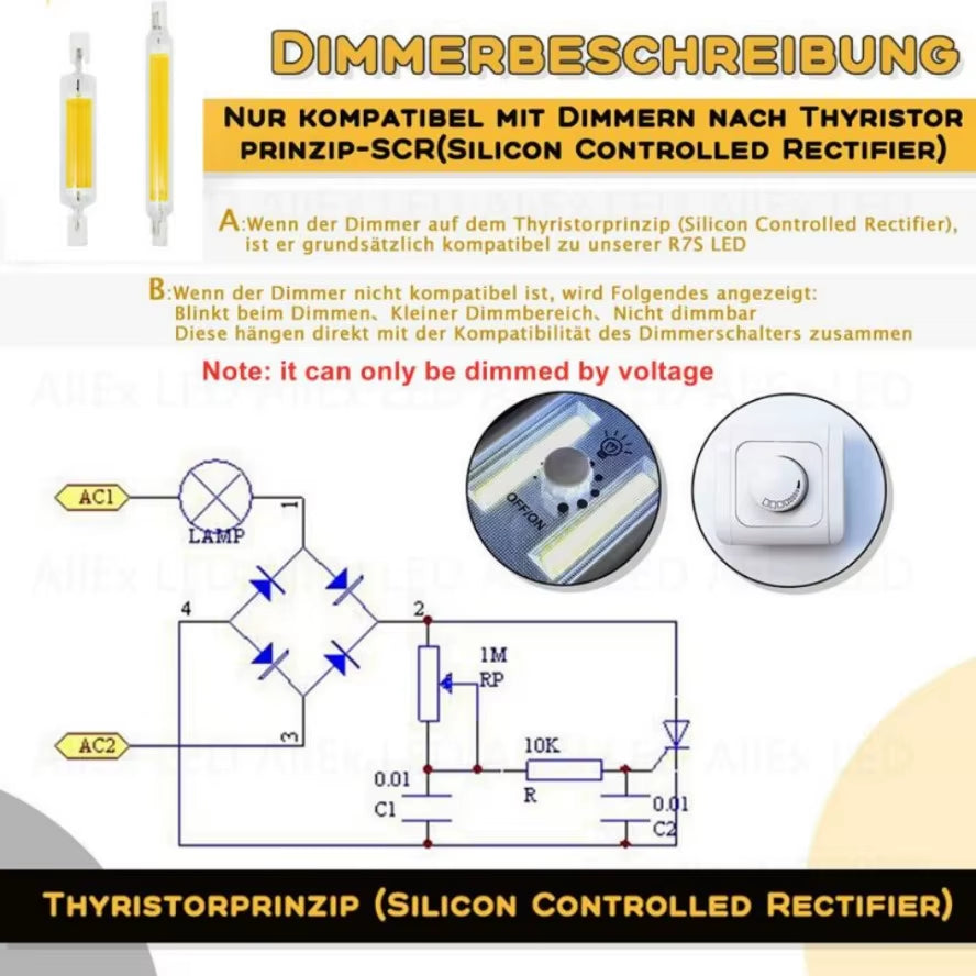 HHLZYH R7S LED COB Glass Tube 78Mm 189Mm 118Mm J78 J118 High Power COB Light Bulb AC110V 220V Home Replace Halogen Lamp