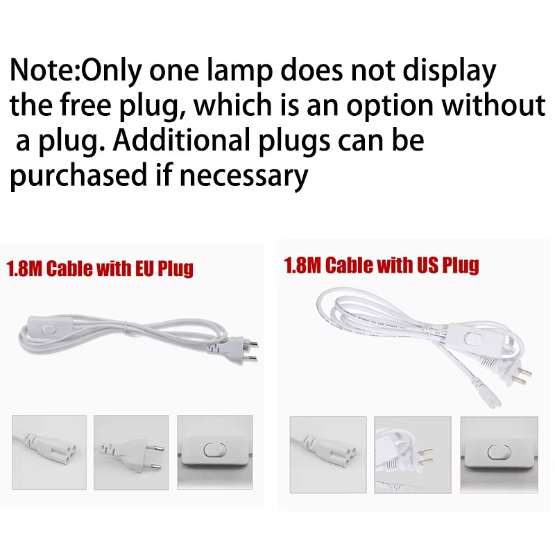 LED Tube Lighting Fixture Super Bright for Bedroom Toilet Kitchen Cabinet Tube Home Decoration with Connect Cable Ceiling Light