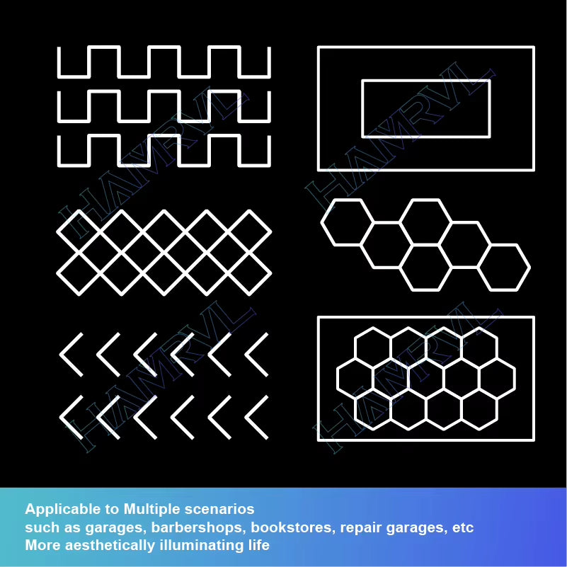 Hexagonal Honeycomb Pendant Light, Hair Salon, Garage, LED Light 6500K, LED Tube, Gym, Bar, Hair Salon, Library, Workshop, Body
