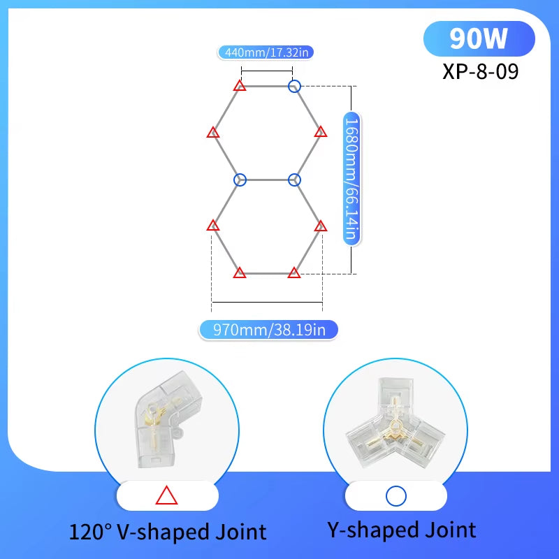 Hexagon LED Lighting for Garage Barbecue Shop Barbershop Gym Bar Car Detailing Showroom 4S Workshop Ceiling Light Honeycomb Tube