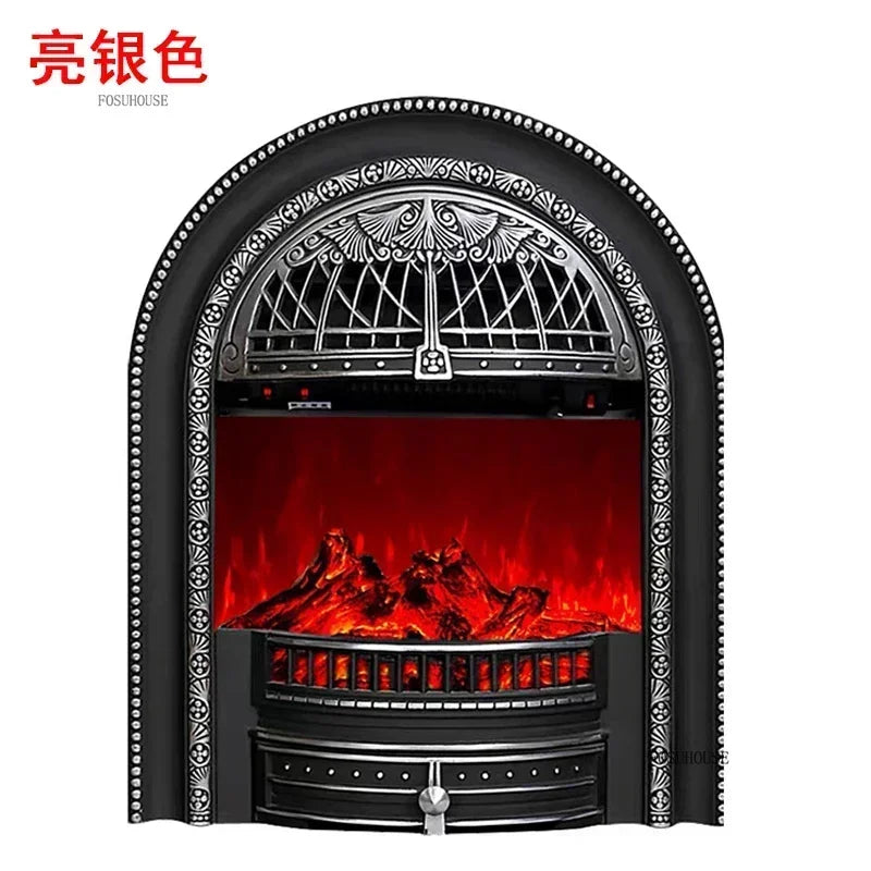 French Living Room Fireplace Ornamental Heating Cast Iron Arc Furnace Core European Luxury Simulation Flame Electric Fireplace A