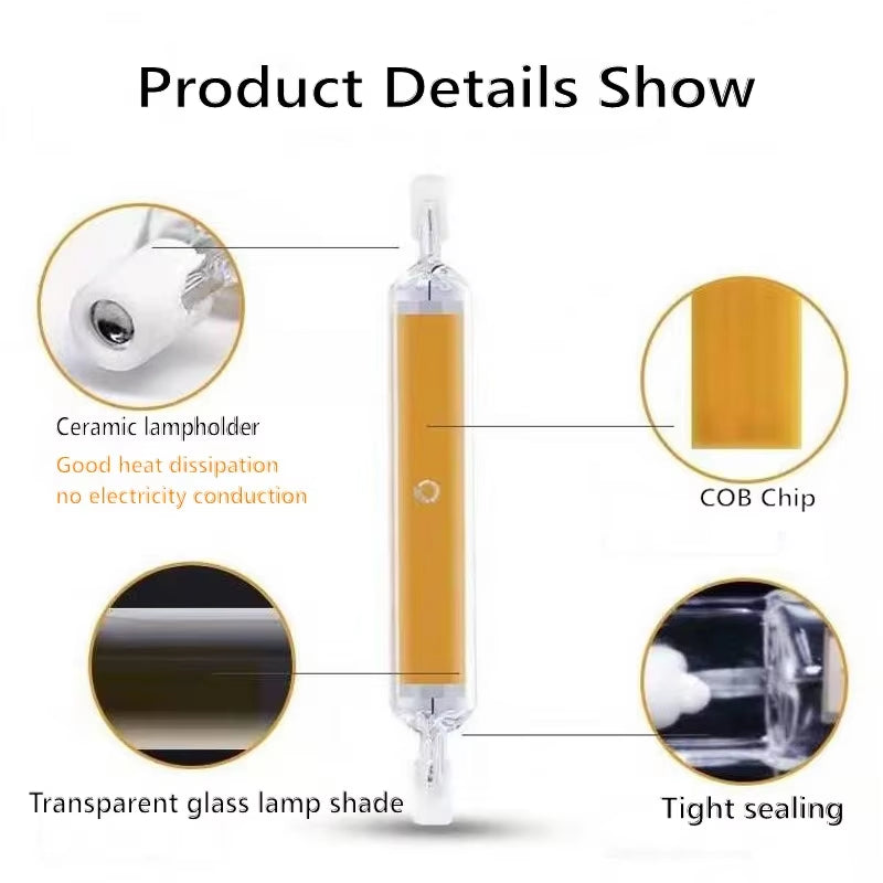 LED R7S Glass Tube 118Mm J118 78Mm J78 COB Light Bulb AC 110V 220V 230V 240V Dimmable Home Lighting Replace Halogen Lamp