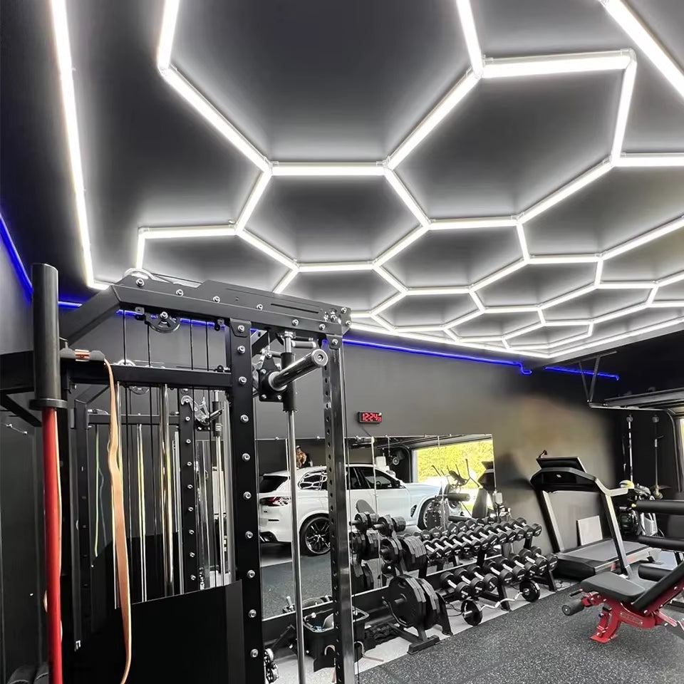 DIY Led Tube Hexagon Garage Honeycomb Car Body Lighting Lamp Ceiling Lamp PC AC85-265V Accessories Barbershop Workshop Garage