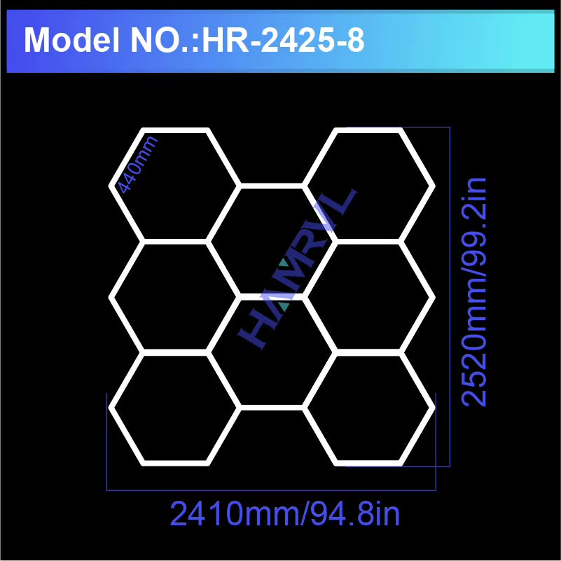 Hexagon LED Lighting for Garage Barbecue Shop Barbershop Gym Bar Car Detailing Showroom 4S Workshop Ceiling Light Honeycomb Tube