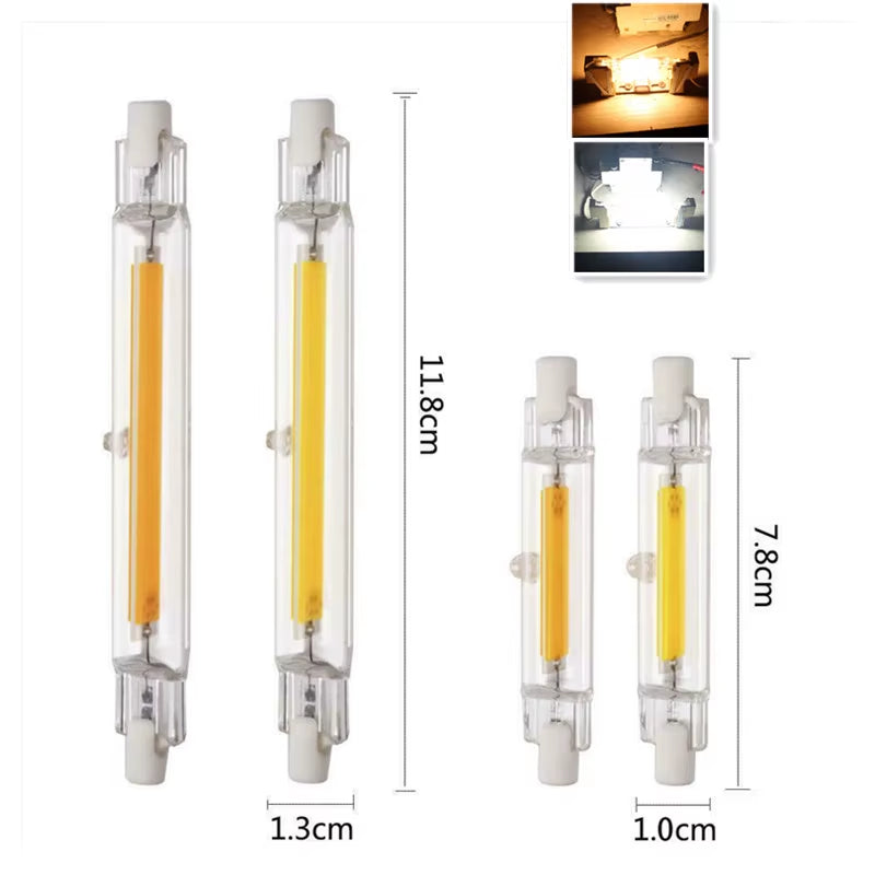 LED Light R7S 15W 20W Superbright Powerful Spotlight 78Mm118Mm AC220V 110V COB Lamp Bulb Glass Tube Replace Halogen Lamp Light