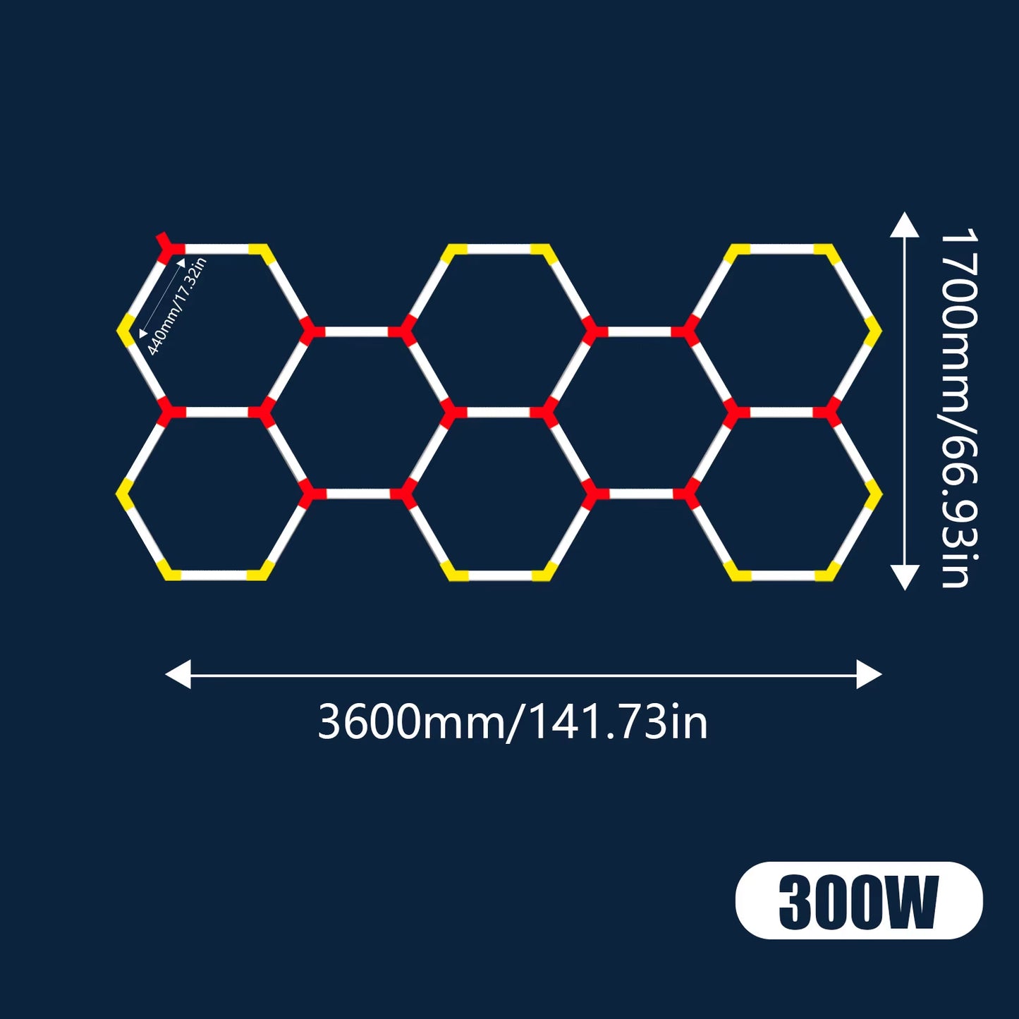 Garage Lights Hexagon Lamp 85-265V LED Tube Honeycomb Barbershop Ceiling Lighting for Workshop 4S Car Show Auto Body Repair Gym