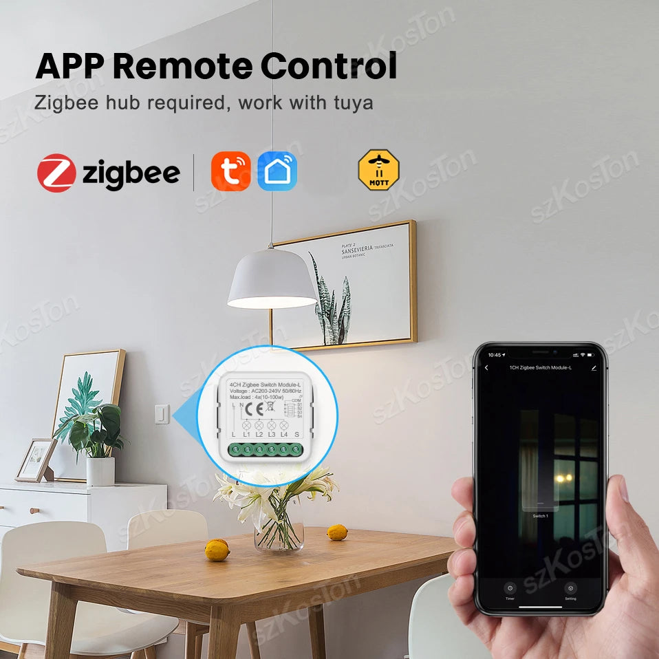 No Neutral Tuya Zigbee 3.0 Smart Switch Module 1 2 3 4 Gang Wire Required Smart Home DIY Light Breaker Works with Alexa Google