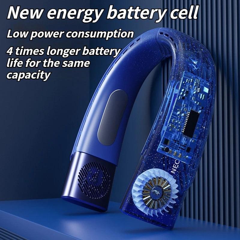 2025 Portable Leafless Neck Fan - USB Rechargeable, Silent Fan for Lazy, Hands-Free Cooling at Home, Office, and Outdoors