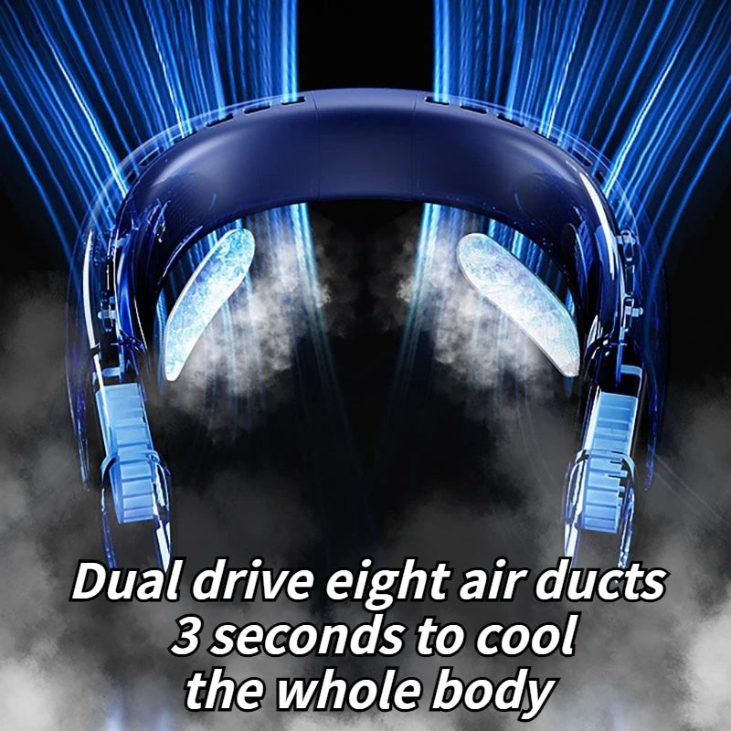 2025 Portable Leafless Neck Fan - USB Rechargeable, Silent Fan for Lazy, Hands-Free Cooling at Home, Office, and Outdoors