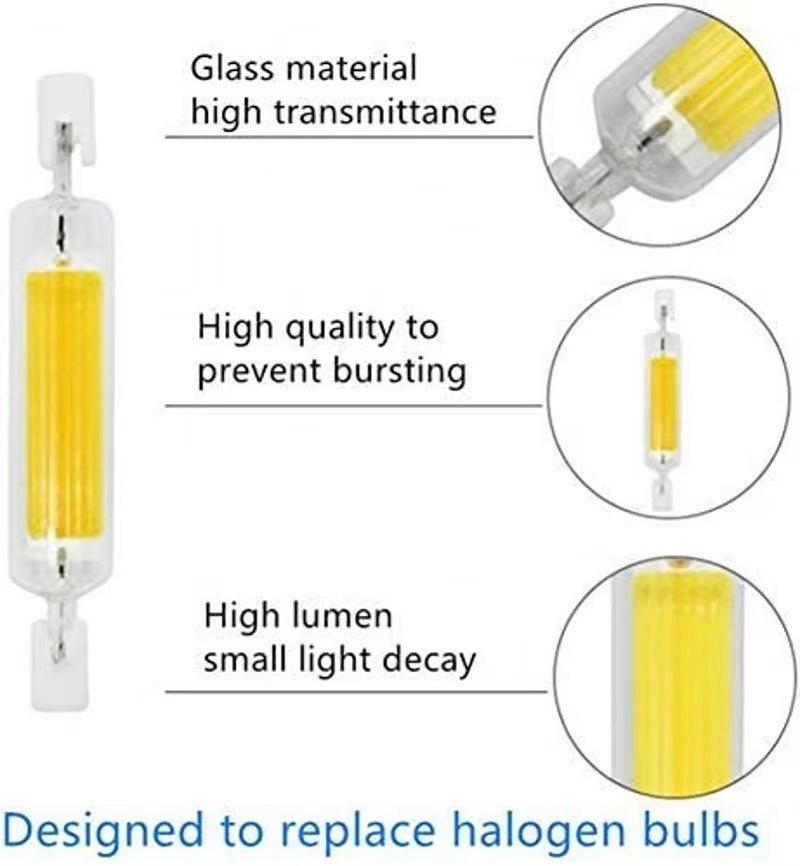 LED Light R7S 15W 20W Superbright Powerful Spotlight 78Mm118Mm AC220V 110V COB Lamp Bulb Glass Tube Replace Halogen Lamp Light