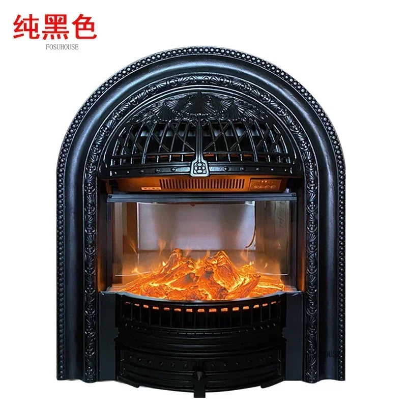 French Living Room Fireplace Ornamental Heating Cast Iron Arc Furnace Core European Luxury Simulation Flame Electric Fireplace A