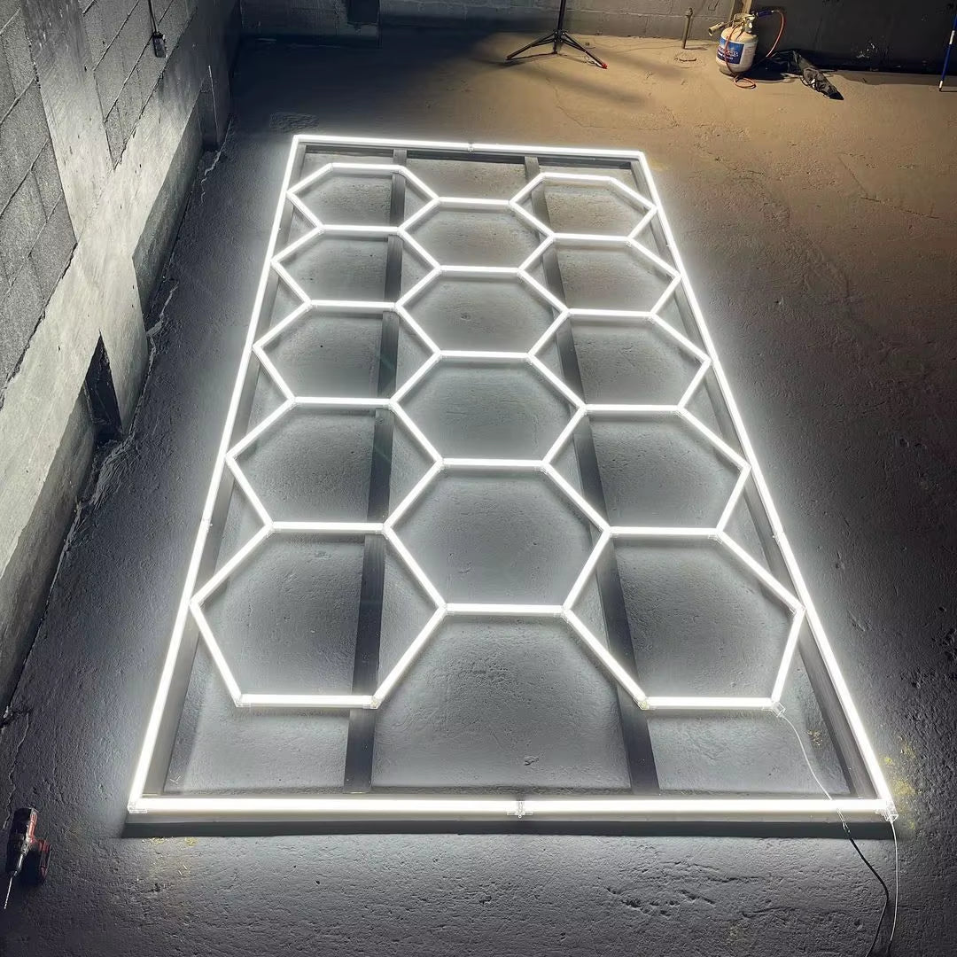 Garage Hexagon Led Ceiling Light Gym Barbershop Honeycomb Light 110V-240V Led Tube Lighting for Car Repair Detailing Lighting