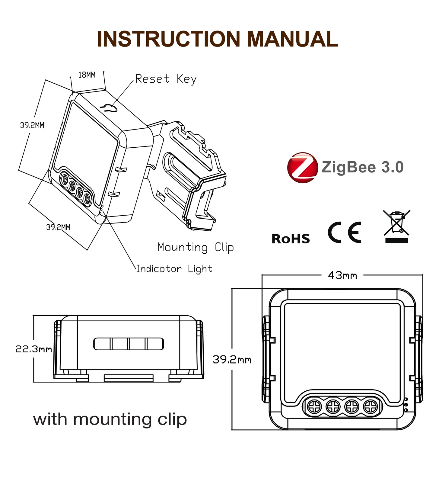 No Neutral Tuya Zigbee 3.0 Smart Switch Module 1 2 3 4 Gang Wire Required Smart Home DIY Light Breaker Works with Alexa Google